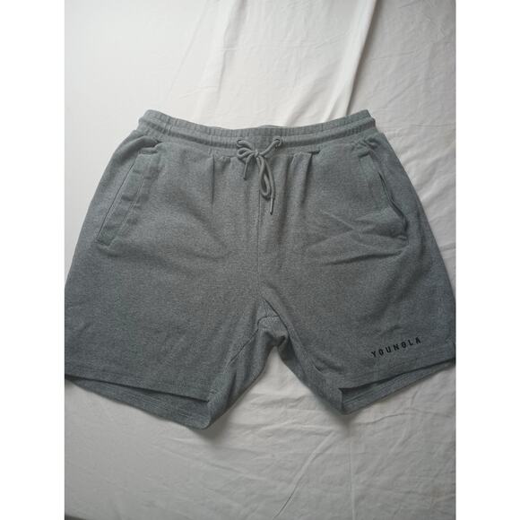 YoungLA Shorts Men Large Sweat Shorts Athletic Drawstring Solid - Picture 1 of 4